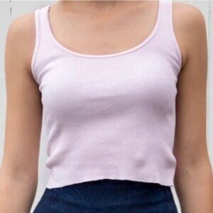 Brandy Melville Cropped Baby Pink Ribbed Tank Top OS